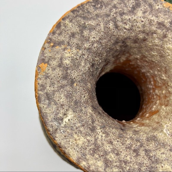 Vintage Italian Lava Glaze Geometric Print Ceramic Clay Pottery Vase MCM Italy - Picture 9 of 12